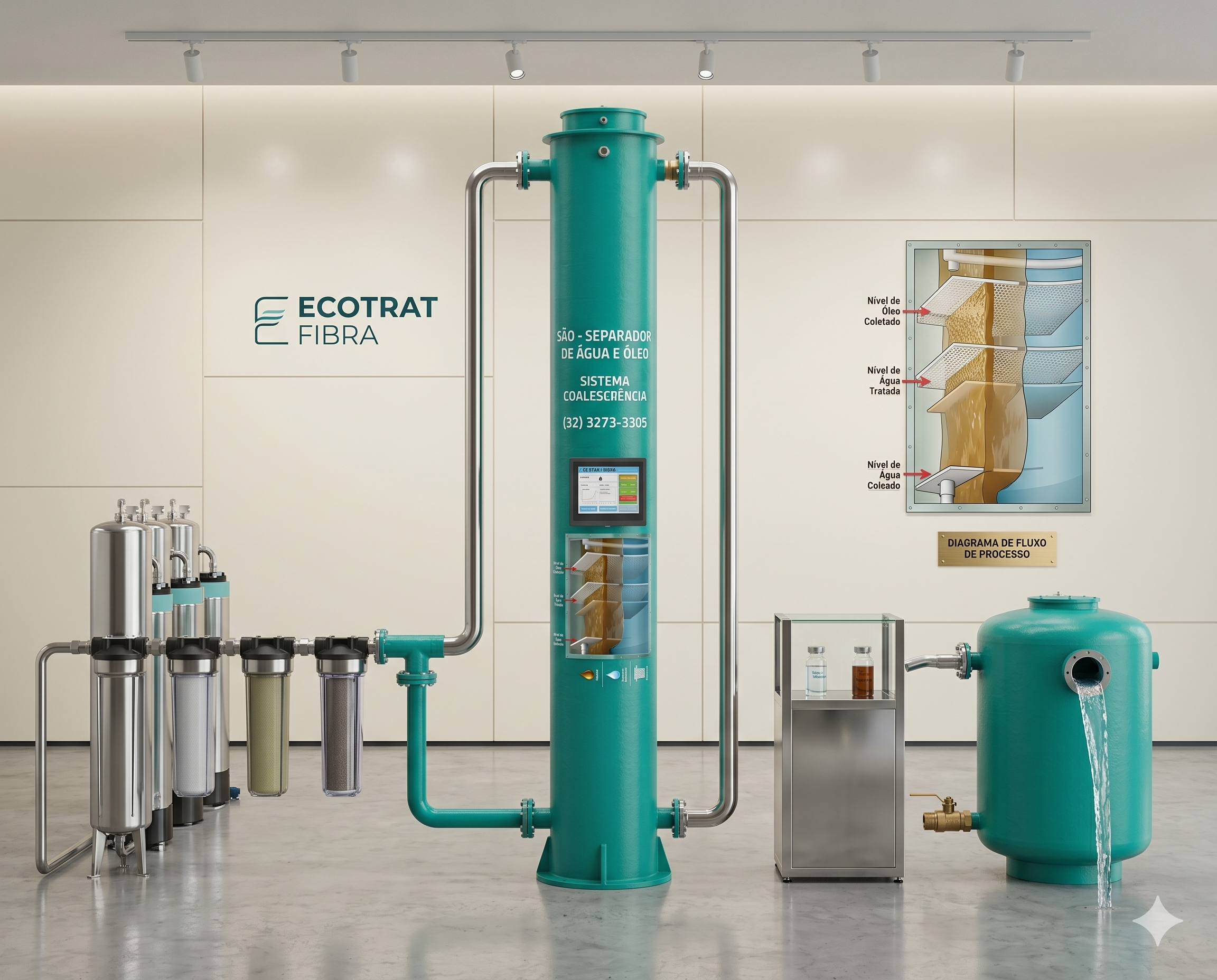 Separador de Água e Óleo (SAO) Eco Trat Fibra – Sistema Coalescente de Alta Eficiência